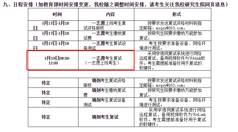 广西大学2022年考研复试时间安排图